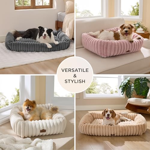 Bedsure ComfyFleece Cute Dog Bed for Small Medium Dogs - Washable Furry Puppy Beds, Rectangle Orthopedic Cordu - view 5