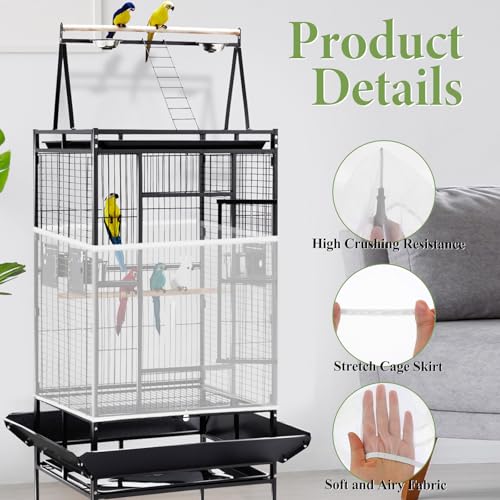Bird Cage Seed Catcher White Bird Cage Net Cover Adjustable Birds Cages Netting Seed Catcher Stretchy Birds Ca - view 4