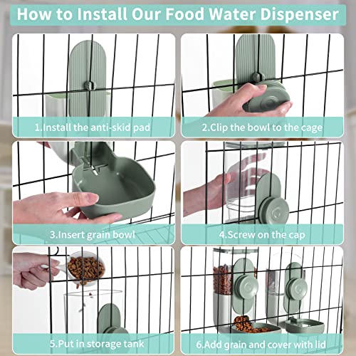 Lemtrflo Hanging Automatic Food and Water Dispenser, Gravity Rabbit Feeder Set, Cage Cat and Bunny Food Bowl ( - view 3