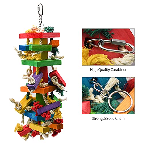 RUBY.Q Large Parrot Toy, 20in Bird Parrot Toy, Multicolored Natural Wooden Bird Chewing Toys for Large Macaws, - view 4