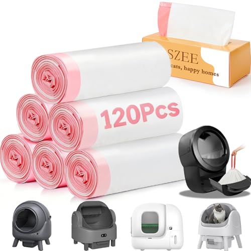 SZEE 120 Pack Automatic Waste Bags Compatible with Litter Box Robot 3/4 and Other Automatic Cat Litter Box, Wa - view 2
