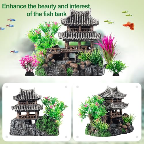 CousDUoBe 9Pcs Resin Castle Decorations Set，Realistic Fish Tank Castle with Eco-Friendly Design,Fish Tank Deco - view 5