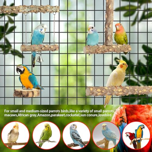 Bird Perches,4pcs Natural Wood Birds Stand Branch, Bird Perch Chewing Stick Cage Accessories Parrot Climbing S - view 4