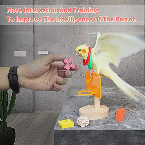 Bird Toys for Parakeets,5pcs Parrot Toys Set (Include Basketball Hop,Skateboard,Stacking,Parrot Wooden Block P - view 6