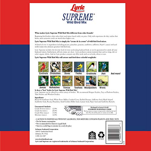 Lyric Supreme Wild Bird Seed for Outside Feeders - Wild Bird Food Mix with Nuts & Sunflower Seeds, Attracts Ma - view 3