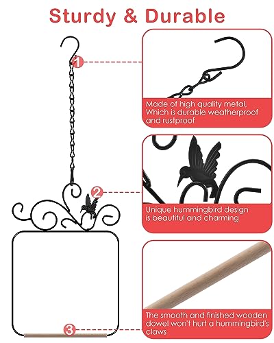 PACETAP Hummingbird Swings and Perches Metal Frame 2 Pack, Wild Bird Swing Outdoor Bird Perch with Wooden Dowe - view 4