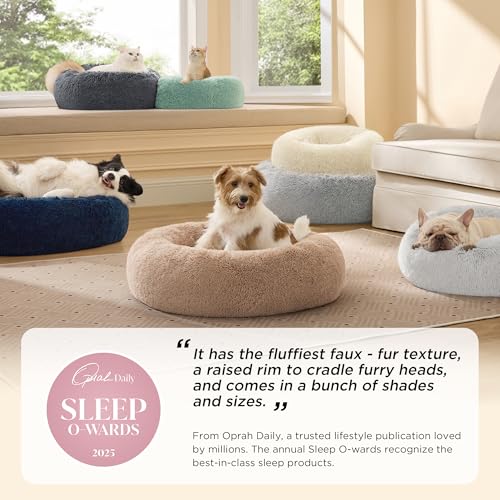 Bedsure Calming Dog Bed Medium Size Dog - Donut Washable Medium Pet Bed, 30 inches Anti-Slip Round Fluffy Plus - view 3