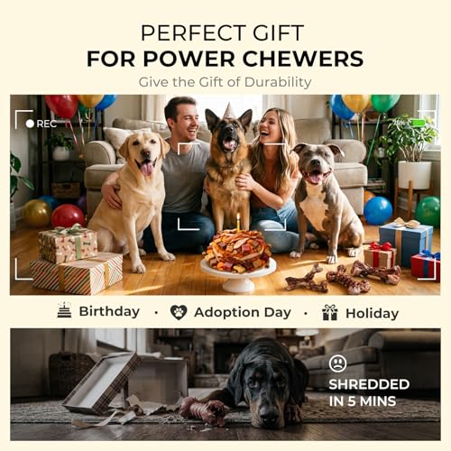 Kseroo 3-Pack Indestructible Dog Chew Toys for Aggressive Chewers: Bacon Flavored Rock-Hard Solid Nylon, Tough - view 7