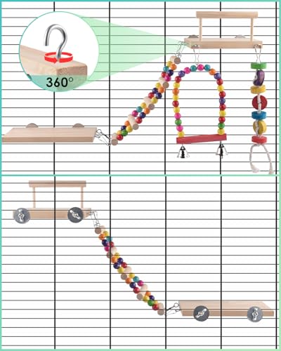 5in1 Bird Parakeet Toys, Detachable Birdie Perches Platform Swing with Climbing Ladder, Parrot Cage Stand Acce - view 4