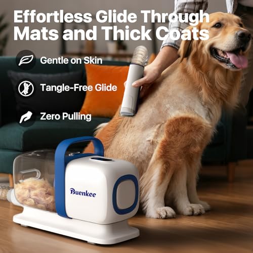 buenkee Dog Grooming Kit with Vacuum, 15000Pa Pet Hair Clipper and Shedding Brush, 50dB Low Noise, 2L Capacity - view 5