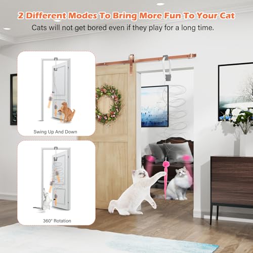 Interactive Cat Toy, Rechargeable Electric Cat Teaser, Hanging Door cat Toy, 2 Motion Modes (360° Spin & Irreg - view 4
