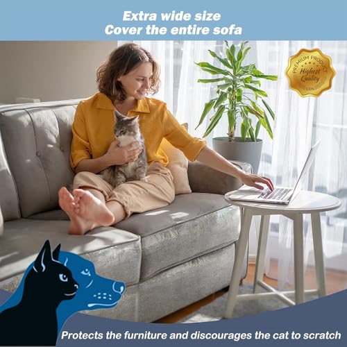 12 Pack Cat Scratch Furniture Protector Anti-Scratch Deterrent Tapes Premium Cat Couch Protector with Strong S - view 6