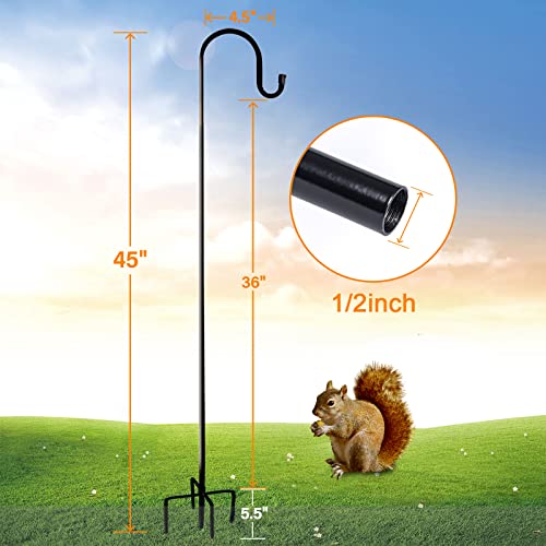 Ottsuls Bird Feeder Pole, 45 INCH Heavy Duty Shepherds Hooks for Outdoor with 5 Prong Base, Adjustable Stand H - view 3