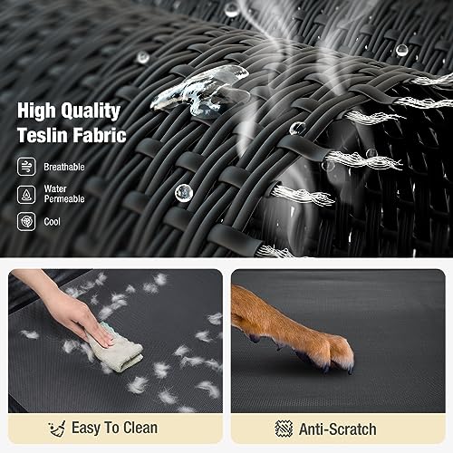 Veehoo Cooling Elevated Dog Bed, Raised Pet Cot with Guardrail & Slope Headrest, Durable & Breathable Teslin M - view 6