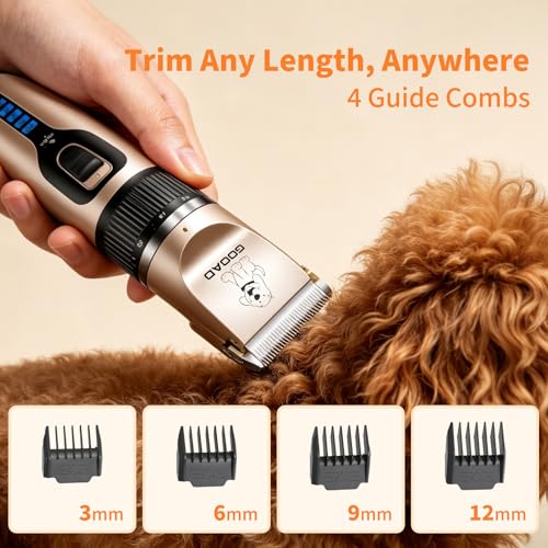 Dog Clippers for Grooming,Dog Grooming Kit for Heavy Thick Hair&Coats/Low Noise Rechargeable Cordless Hair Tri - view 4