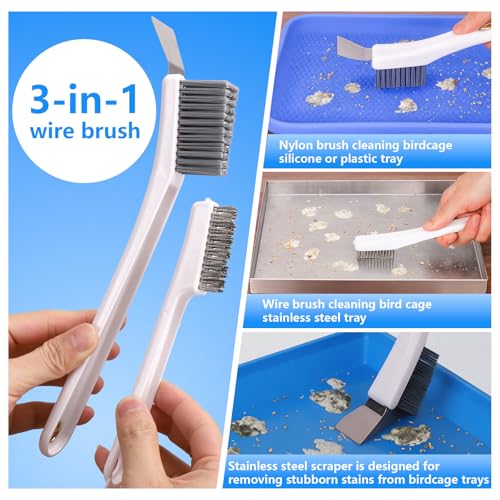 XANGNIER Bird Cage Cleaner Brush Kit,Bird Poop Remover Cleaning Tools Set Accessories for Small,Medium,Large,T - view 5
