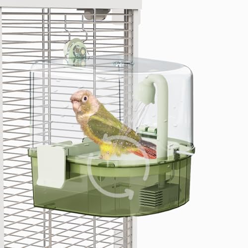 Automatic Bird Baths for Cage – Indoor Parakeet Bath with Pump, Bird Shower with 2 Modes Running Water, Bird C - view 2
