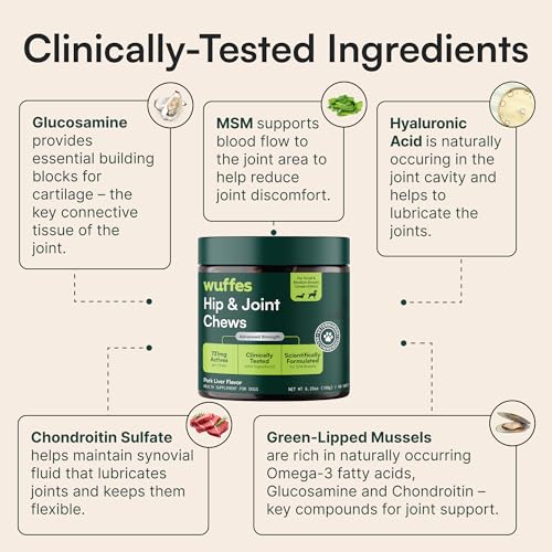 Wuffes Advanced Dog Hip and Joint Supplement with Glucosamine, Chondroitin, Omega 3, MSM, and Green Lipped Mus - view 5