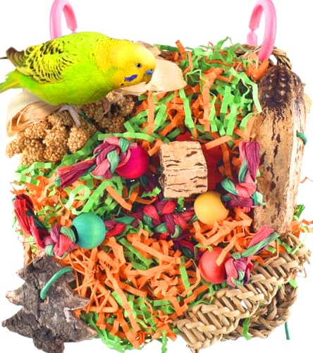 KATUMO Bird Toys, Parakeet Grass Mat Foraging Toy Parrot Shredding Hanging for Cockatiel Lovebird Parakeet Bud - view 2