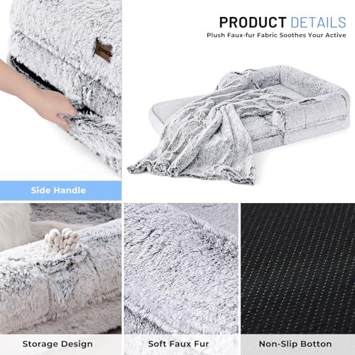 Human Dog Bed for Adult, 2 in 1 Foldable Giant Dog Bed for People Fits Pet Families, Egg Foam Supportive Mat,  - view 5