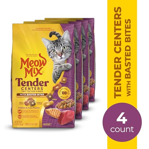 Meow Mix Tender Centers Basted Bites Dry Cat Food, Chicken & Tuna Flavor, 3 Pound (Pack of 4), Crunchy Outside - view 3