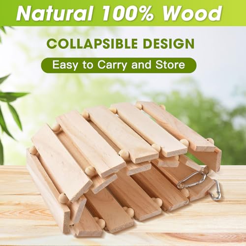 Jorewood Chicken Coop Toy Natural Wooden Chicken Swing & Bridge Toys Multi-Functional Poultry Perch with Woode - view 5