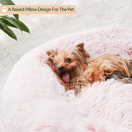 WNPETHOME Calming Dog Bed Cat Bed Donut, Faux Fur Pet Bed Self-Warming Donut Cuddler, Comfortable Round Plush  - view 5