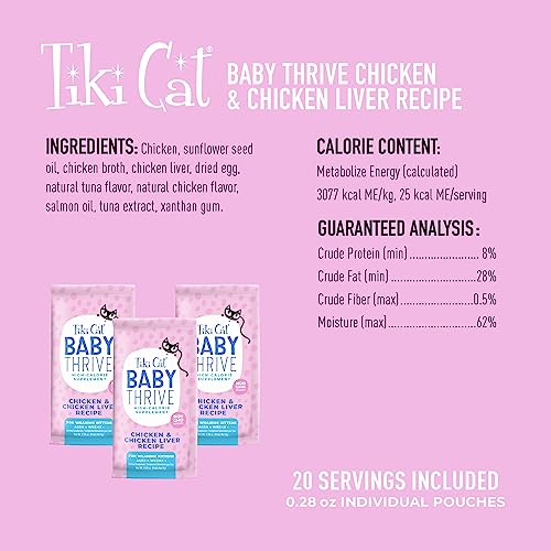 Tiki Cat Baby Thrive, Chicken & Chicken Liver Mousse, 5.6 oz. Pouch (20 Individual Servings) - view 4