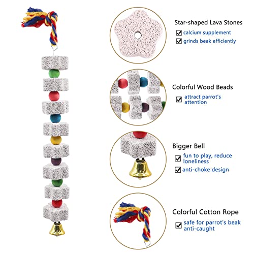 2 Pack Large Bird Chewing Toy, Parrot Beak Grinding Calcium Stone with Bells, Bird Cage Accessories, Cage Toys - view 4
