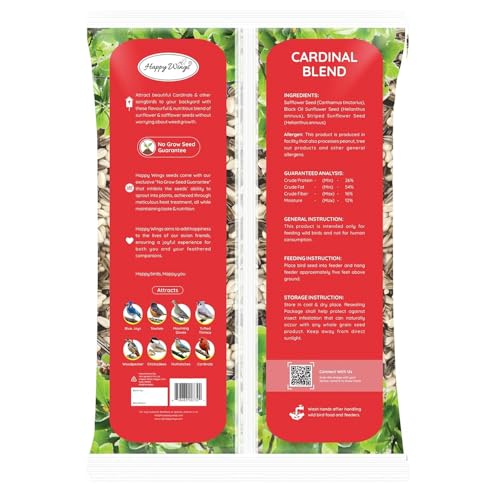 Happy Wings Cardinal Blend Bird Food, Mix of Sunflower and Safflower Seed, 5 Pounds | No Grow Seed | Bird Food - view 3