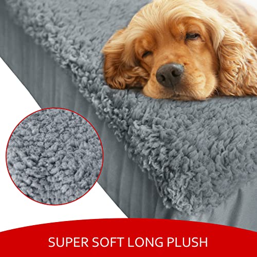 Dog Bed Covers Soft Plush Replacement Washable, Waterproof Pet Bed Liner Grey 36x27 Inches, for Dog/Cat, Cover - view 3