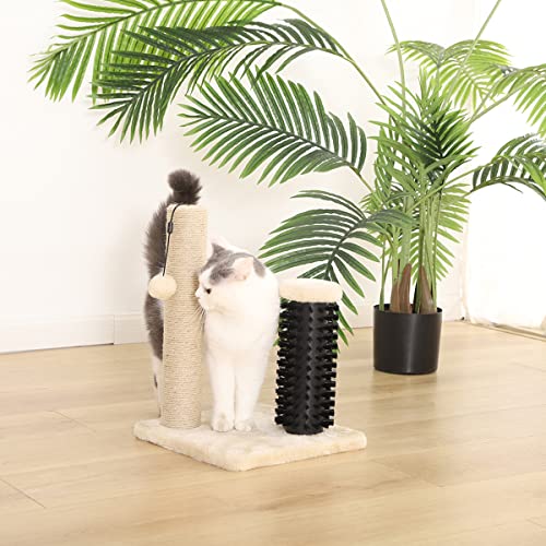 Basics Cat Scratcher - Indoor Classic Single Cat & Kittens Scratching Post with Brush, Small (16.5" H) - Beige - view 5