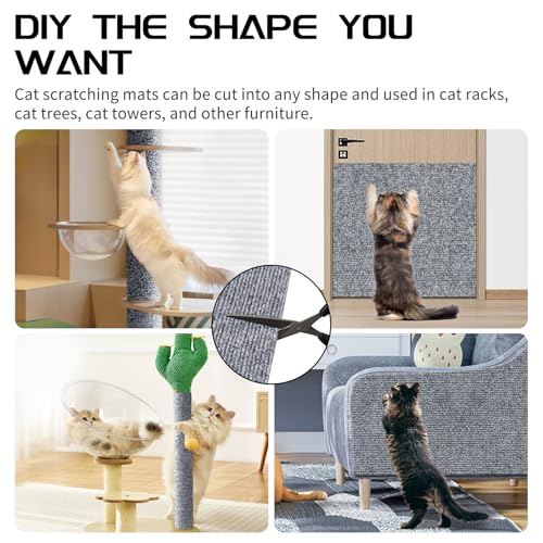 2 Pcs Total 78.8"x15.8" Cat Scratch Mat, Cat Scratch Couch Furniture Protector, Trimmable Self-Adhesive Cats S - view 7