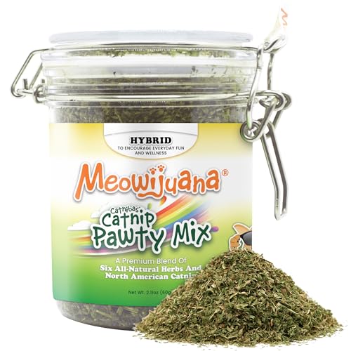 Meowijuana Catnibas Catnip Pawty Mix Jar | Premium Cat Nip for Cats with Silvervine, Passion Flower, Chamomile - view 2