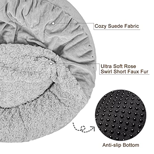 JOEJOY Small Dog Bed Cat Bed with Hooded Blanket, Cozy Cuddler Luxury Puppy Pet Bed, Donut Round Calming Anti- - view 5