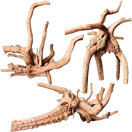 majoywoo Natural Driftwood for Aquarium Decor Fish Tank Decorations, Assorted Spider Wood Branch 7-11" 3 Pcs,  - view 2