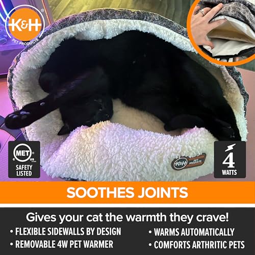 K&H Pet Products Heated Cat Bed Indoor, Thermo-Snuggle Cup Bomber Soft Heated Pet Bed for Large Indoor Cats an - view 4