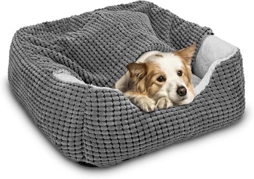 GASUR Dog Beds for Small Medium Large Dogs with Cover Cave, Rectangle Hooded Dog Puppy Bed with Blanket, Cozy  - view 2