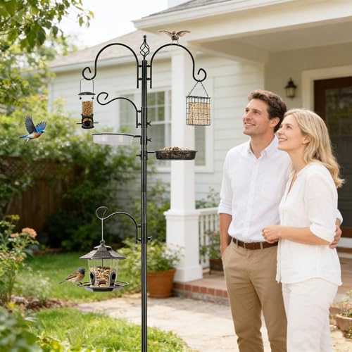 ERYTLLY Bird Feeding Station Kit Bird Feeder Pole Wild Bird Feeder Hanging Kit Planter Hanger Multi Feeder Han - view 3