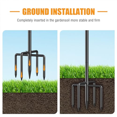 Relx Bird Feeder Pole - Adjustable Double Shepherds Hooks for Bird Feeder with 5 Prong Base - 76 Inch Heavy Du - view 6