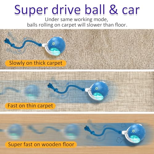 Giociv Interactive Cat Toys Ball for Indoor Cats Fast Rolling on Carpet, Chirping & Motion Activate Cat Toys ( - view 3
