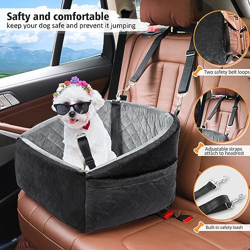 Dog Car Seat for Small Dogs,Detachable Washable Dog Booster Seat Under 30lbs, Pet Car Seat Travel Bed with Sto - view 4
