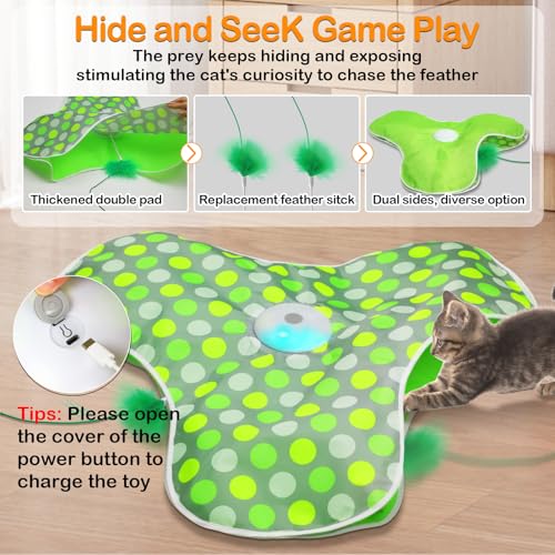 umosis Interactive Cat Toys Rechargeable,Moving Concealed Feathers,Real Mouse Squeaky,Touch Activated Cat Kitt - view 3