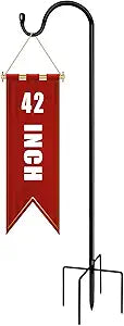 Shepherds Hooks for Outdoor 42 Inch Garden Bird Feeder Pole with 5 Prongs Base Adjustable for Hanging Flower B