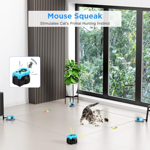 Interactive Cat Toy for Indoor Cats, Auto/Remote Control DIY Cat Mouse Hunting Treadmill Keep Bored Kitten Pup - view 4