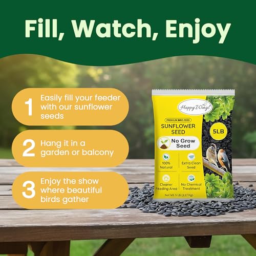Happy Wings Black Oil Sunflower Seeds – 5 lb Wild Bird Food for Cardinals, Finches & Chickadees – High-Energy  - view 4