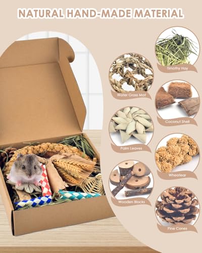 Bissap Rabbit Chew Toy, Natural Bunny Treats Snacks with Timothy Hay Water Grass Mat Coconut Husk Box for Guin - view 3