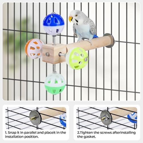 Bird Stand Perch Toy with Rotating Balls, Bird Toys for Parakeets, Ideal for Parakeets, Cockatiels & Lovebirds - view 3