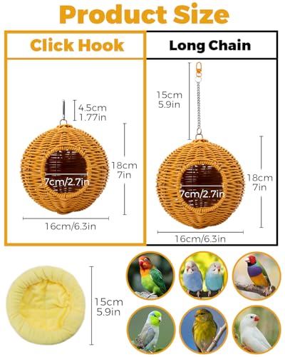 Chewproof Steel Frame Bird Nest for Cage, Washable Small Bird Bed Hammock Hideout Lay Eggs Parakeet Nest Sleep - view 5