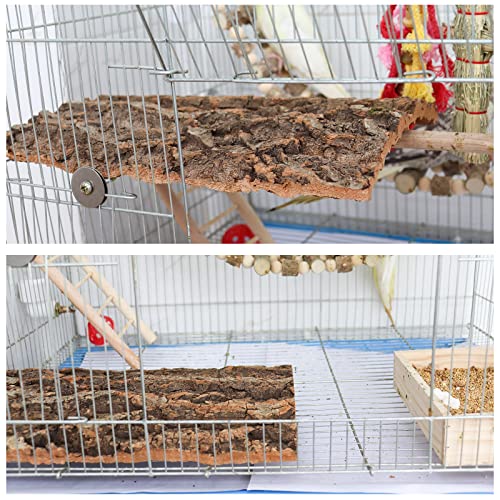2 Pack 12 x 8 Inch 100% Natural Cork Perch, Bird Cork Seat Boards, Birdcage Bark Decor Accessories for Birds P - view 3